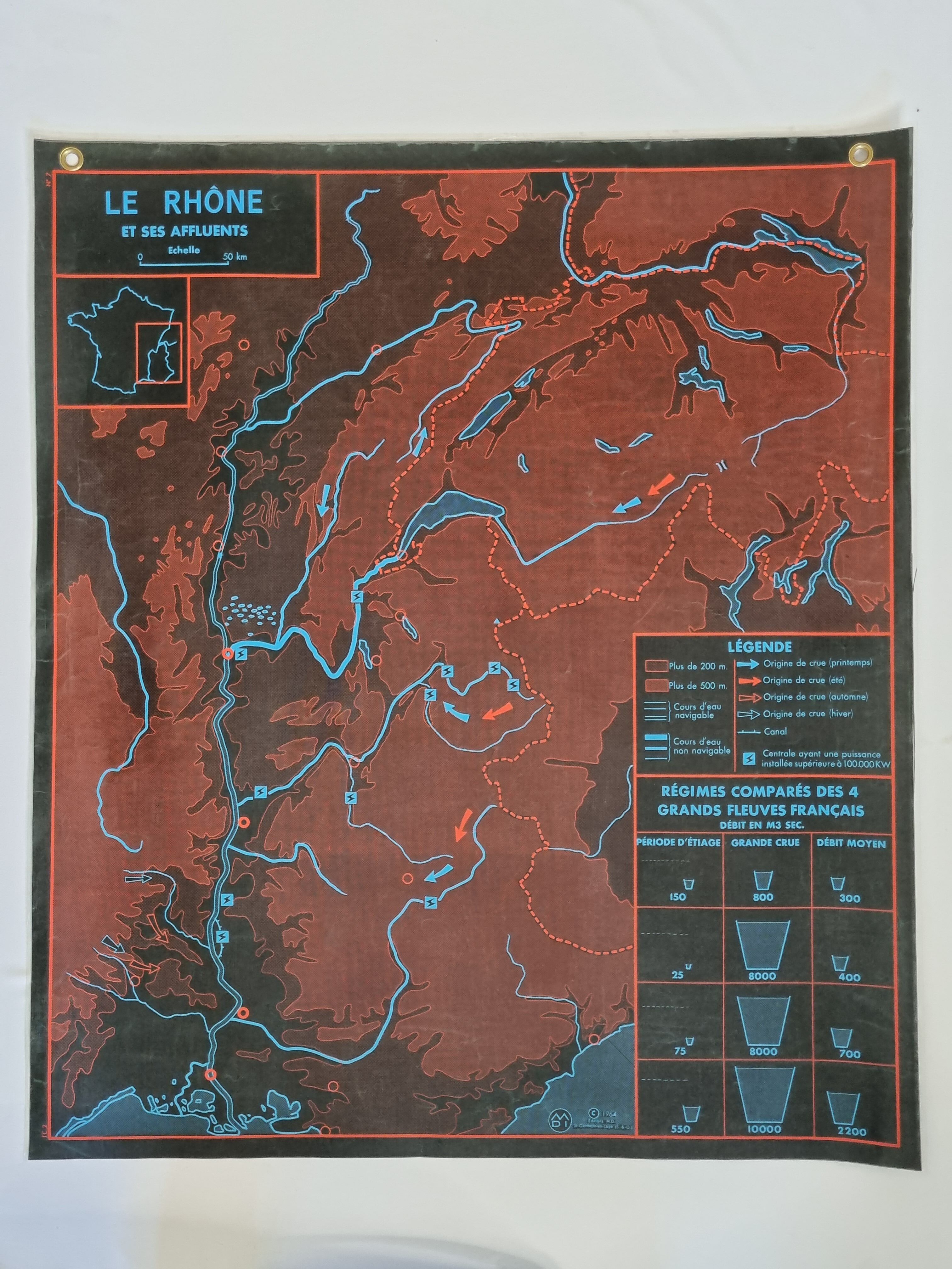 Pedagogical map MDI, 1964, reversible, "The railways"