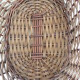 Large vintage dark wicker basket with handles