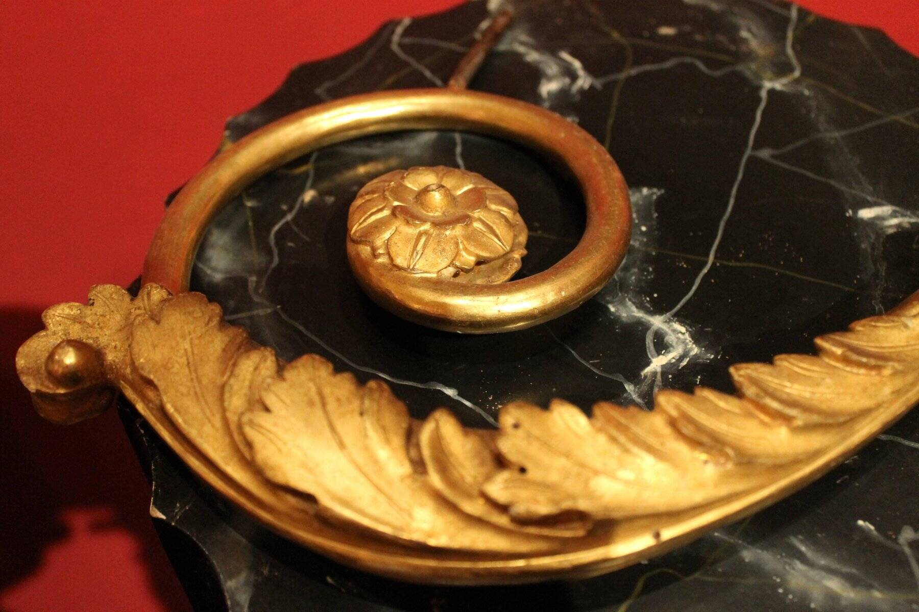 Italian Baroque Hand-Carved Giltwood Sconces with Gilt Bronze Arm, Set of 2