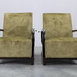 1930s rare restored adjustable Art Deco armchairs, Czechoslovakia