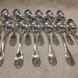 12 silver-plated soup spoons by Christofle, Vendome pattern