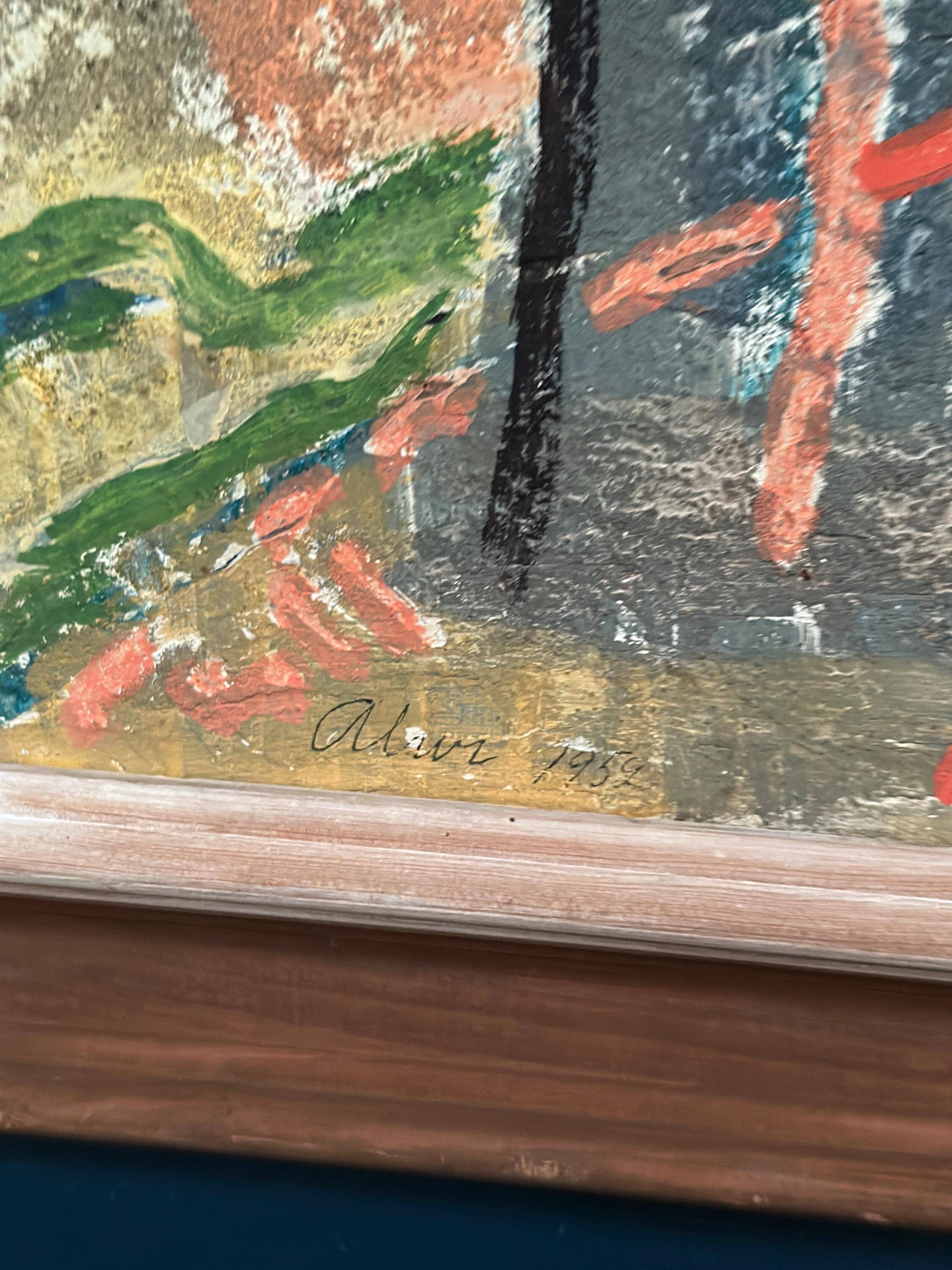Original Swedish Oil on Panel – “Trees (Abstract Composition)” by Alam