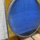 Pair of antique blue and yellow stained glass windows