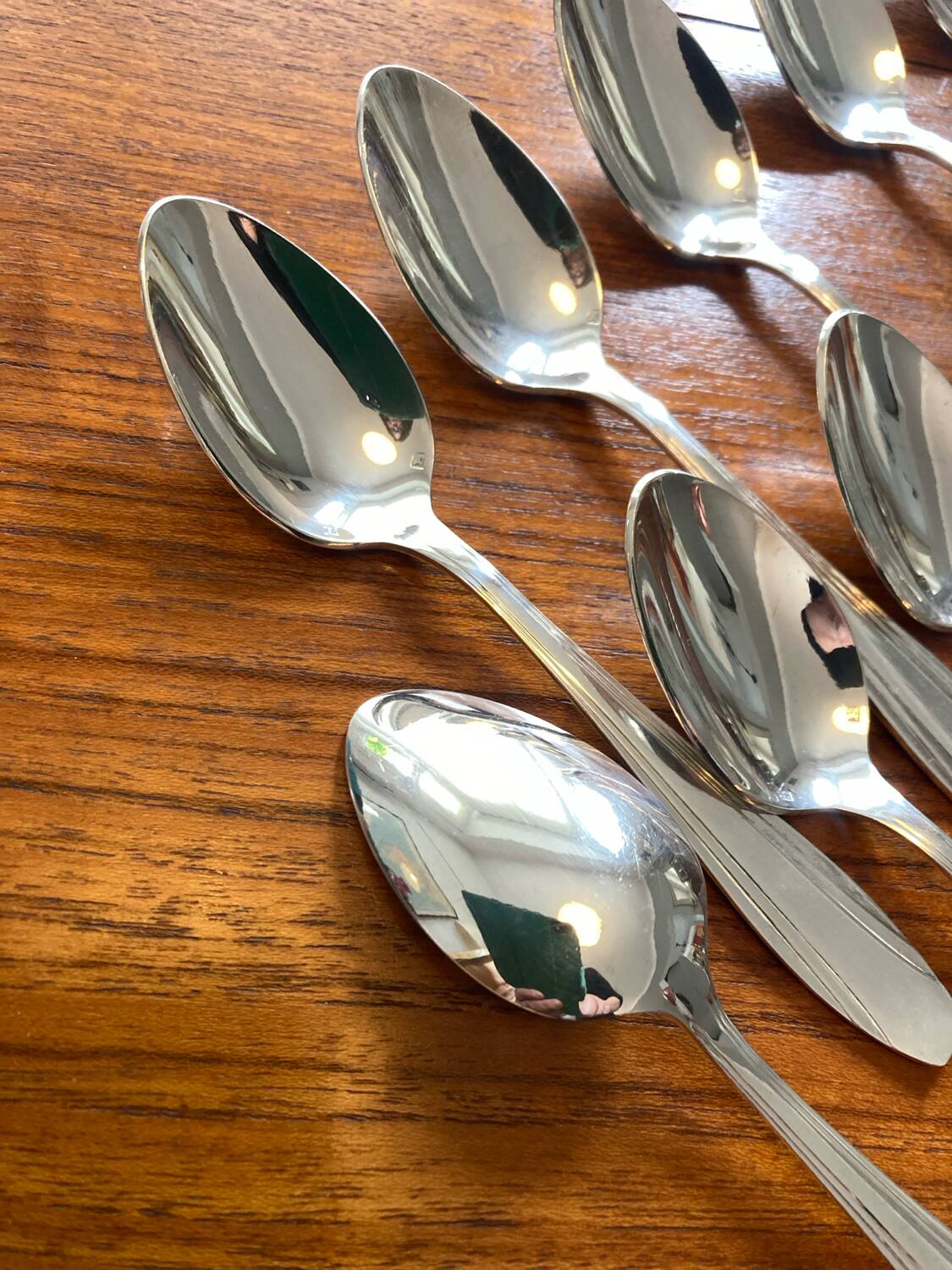 Box of 12 small silver-plated Art Deco spoons