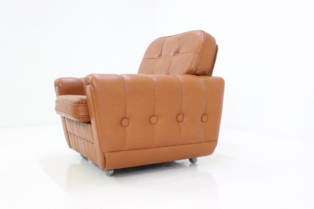 Clear Chair Brown vintage leather 1970 s