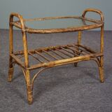 Dutch Design rattan side table with cloud glass top