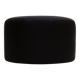 Contemporary LA Design Wood Upholstered In Black Braided Lambskin Circular Pouf