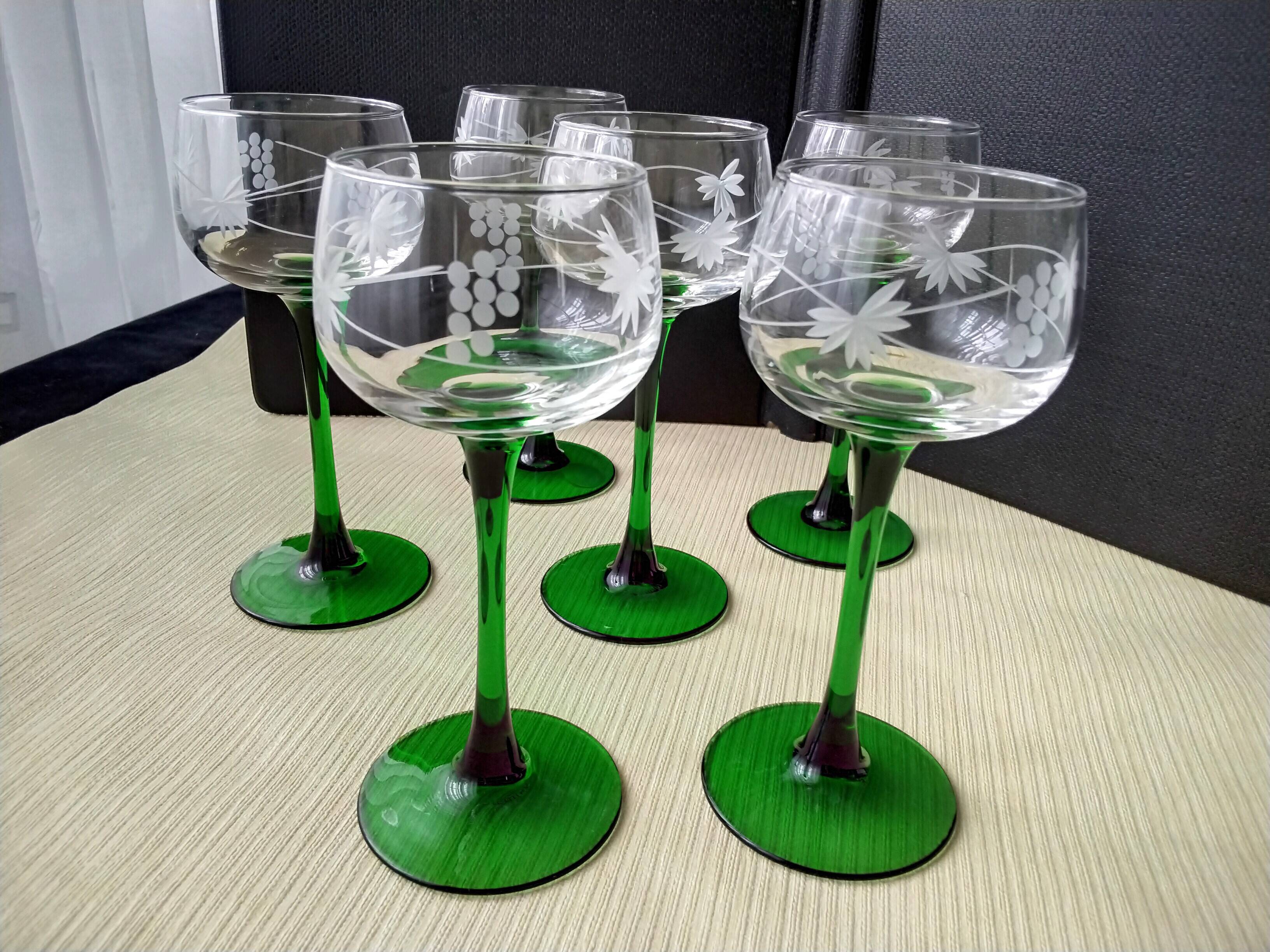 6 Verres à vin blanc d'Alsace Décor gravé Luminarc