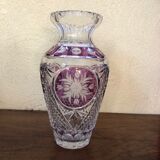 Colored cut crystal vase