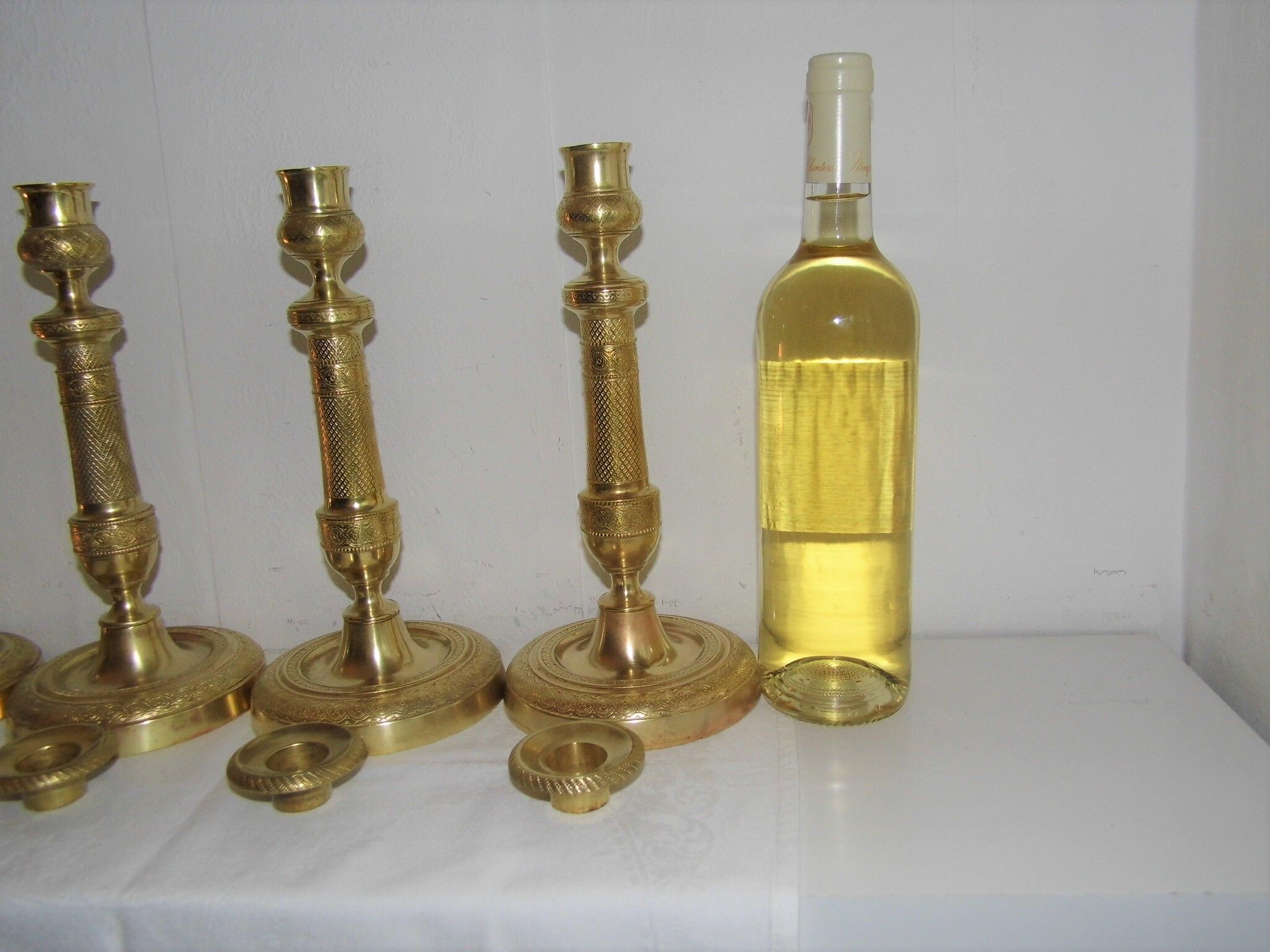 4 brass bronze torch candlesticks 27 cm