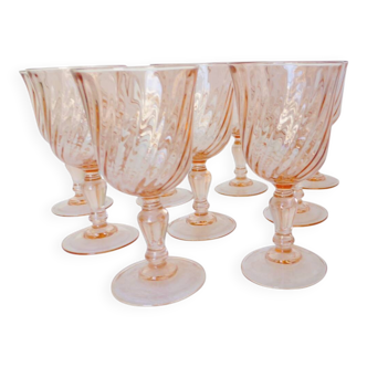 11 Arcoroc Rosaline stemmed glasses in pink glass 2106182