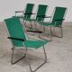Set of 4 folding chairs with green canvas and aluminum frame