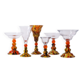 Vintage Six-Piece Stemmed Glass Set, 1950s–1970s