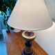 Large turned wooden lamp