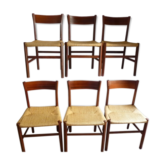 Set of 6 chairs Scandinavian rosewood