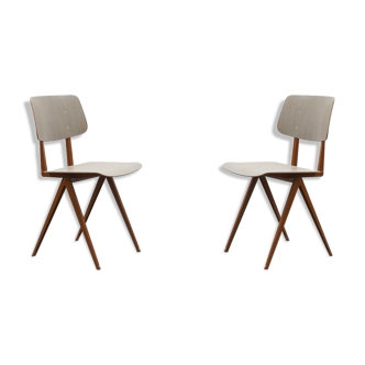 Paire de chaises S16 de Galvanitas - gris/marron - Réédition
