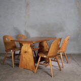 Birch dining table and chairs by Uno Åhrén for Gemla, Sportstugemöbler, Sweden, 1930´s