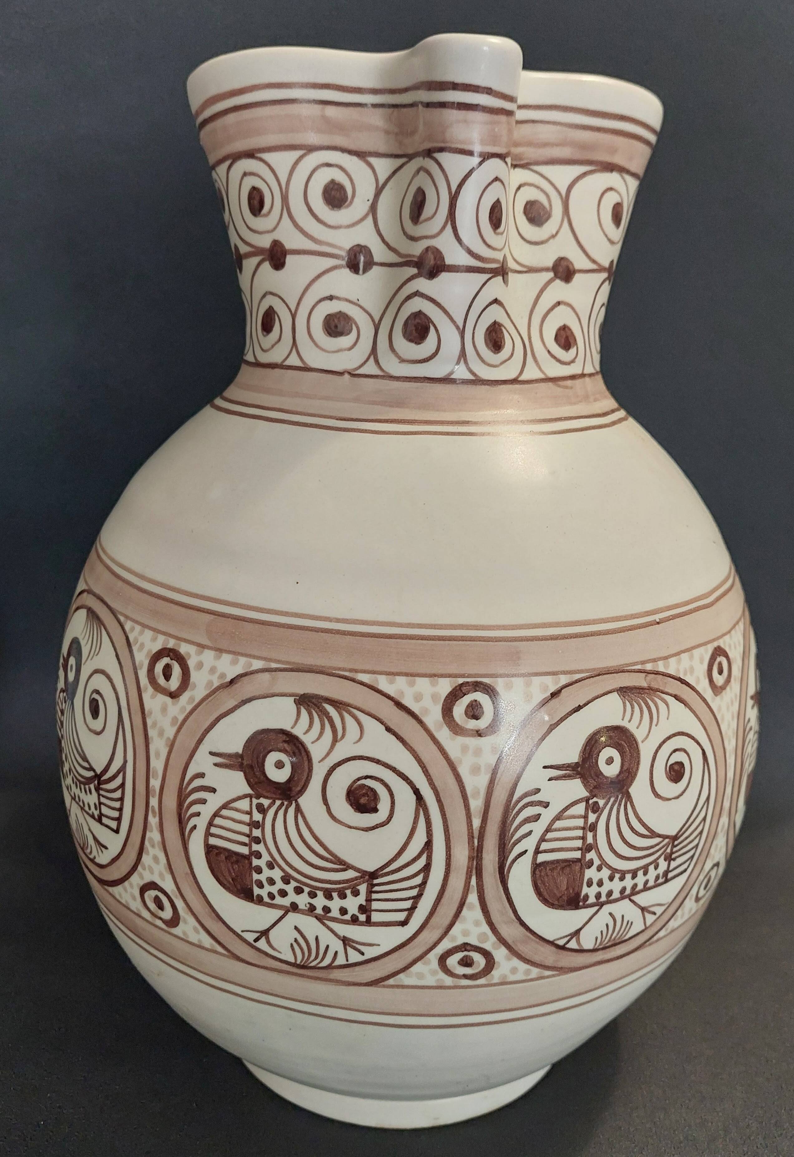 Vintage Talavera ceramic jug vase 20th century
