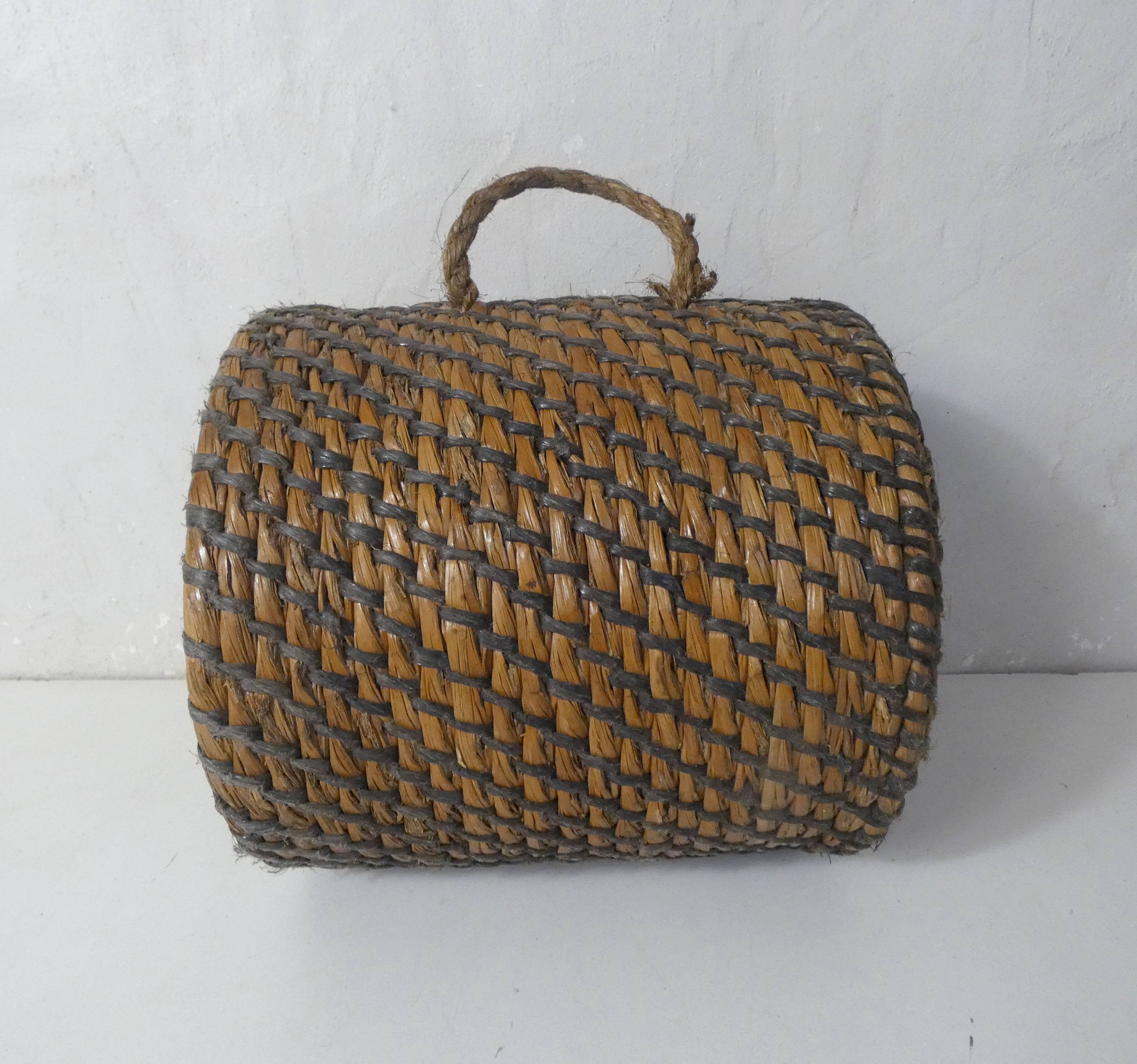 old woven straw stool
