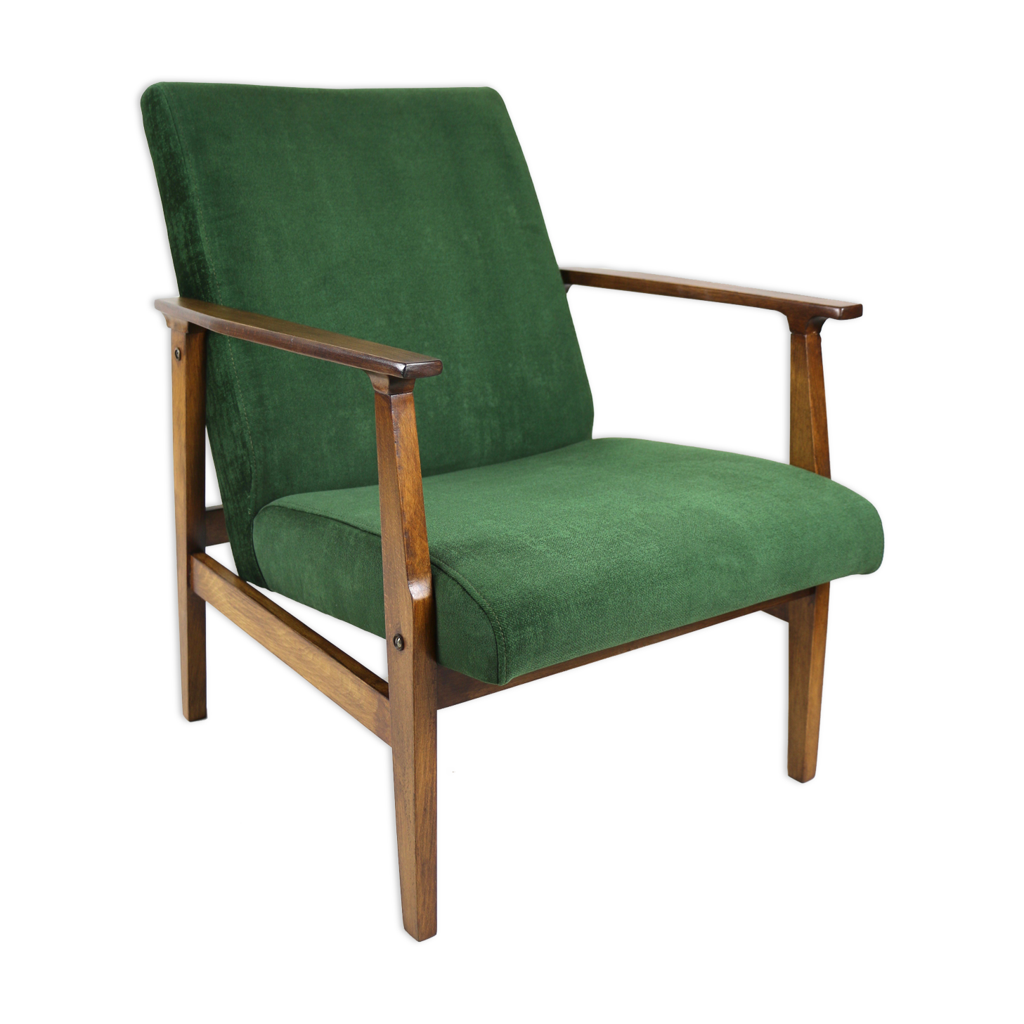Vintage green velvet lounge chair, 1970s