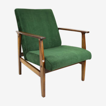 Fauteuil en velours vert vintage, années 1970