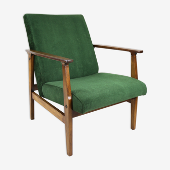 Vintage green velvet lounge chair, 1970s