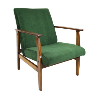 Fauteuil en velours vert vintage, années 1970