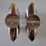 Pair of "folio" wall lights, space age, chromed metal, Italy, 1970