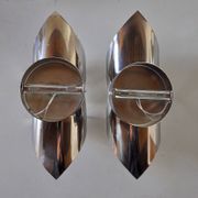 Pair of "folio" wall lights, space age, chromed metal, Italy, 1970