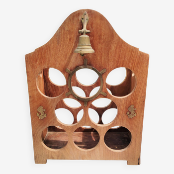 Wooden and brass bottle holder