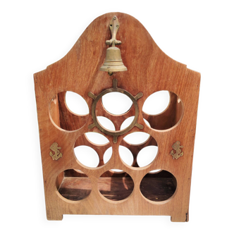 Wooden and brass bottle holder