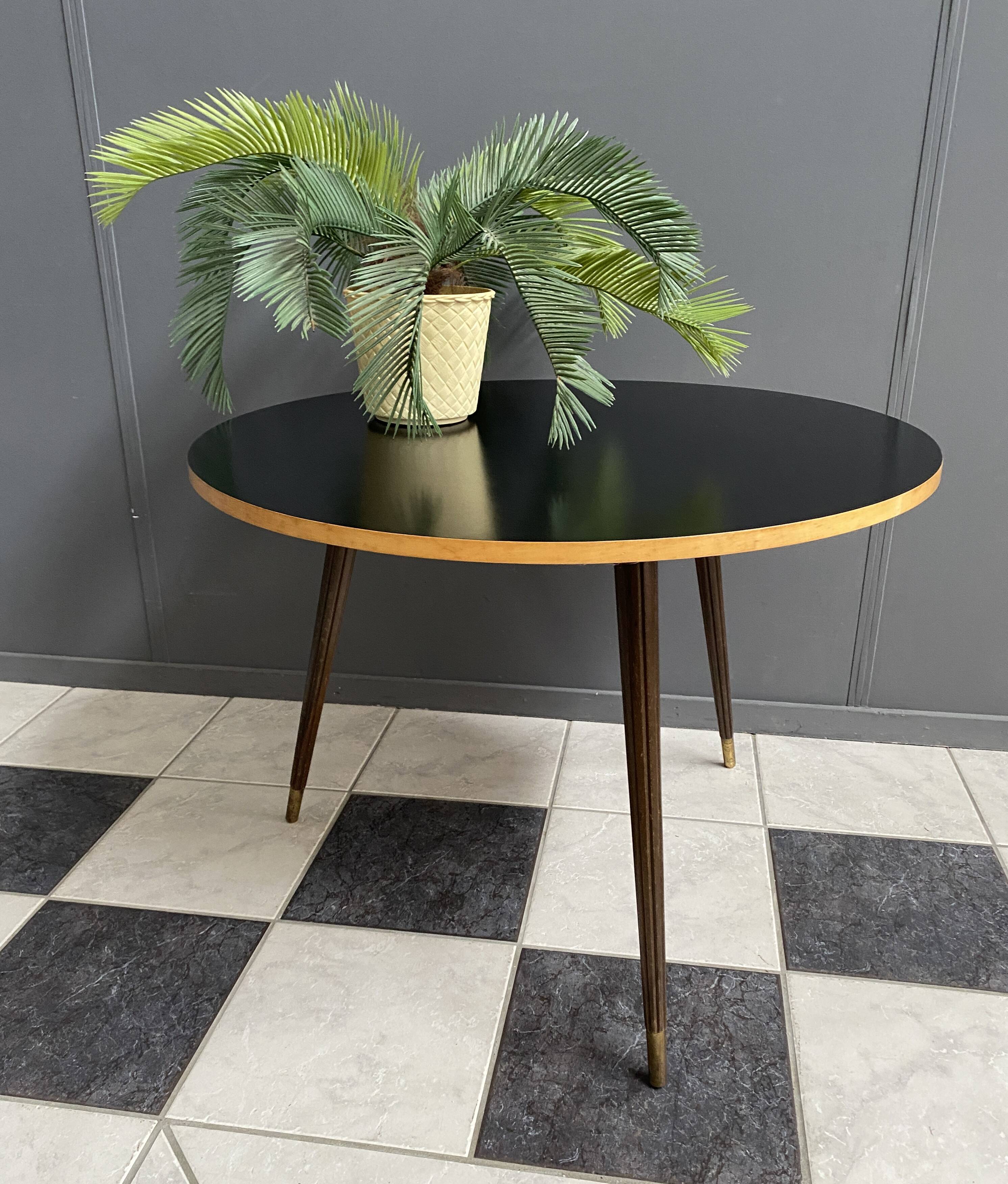 Black formica round coffee table 1960s