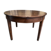 Table de ferme ronde en noyer à ceinture