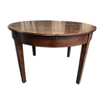 Table de ferme ronde en noyer à ceinture