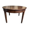 Round walnut farmhouse table with belt