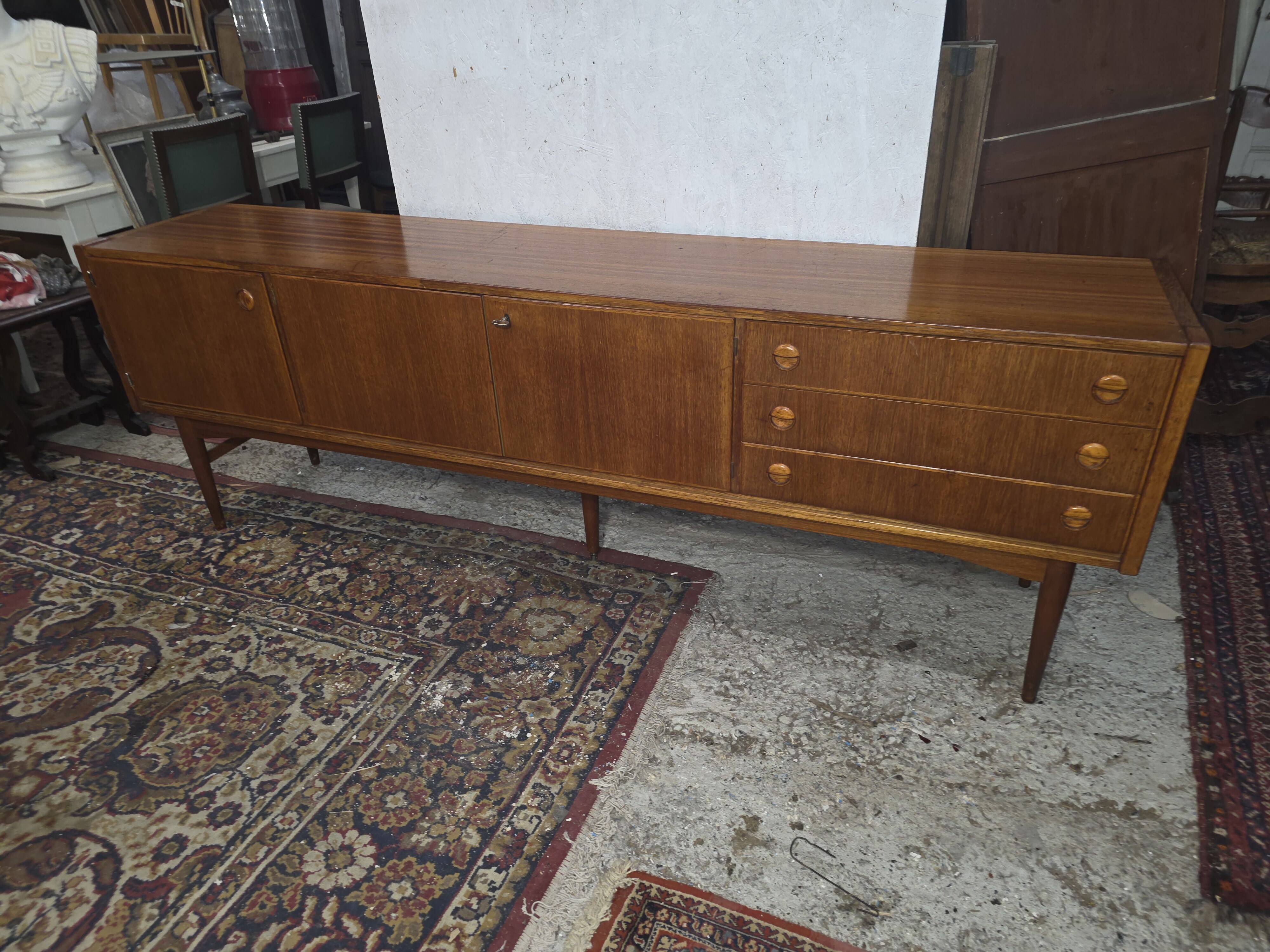 Scandinavian teak enfilade from the 1960s / 222cm in length.