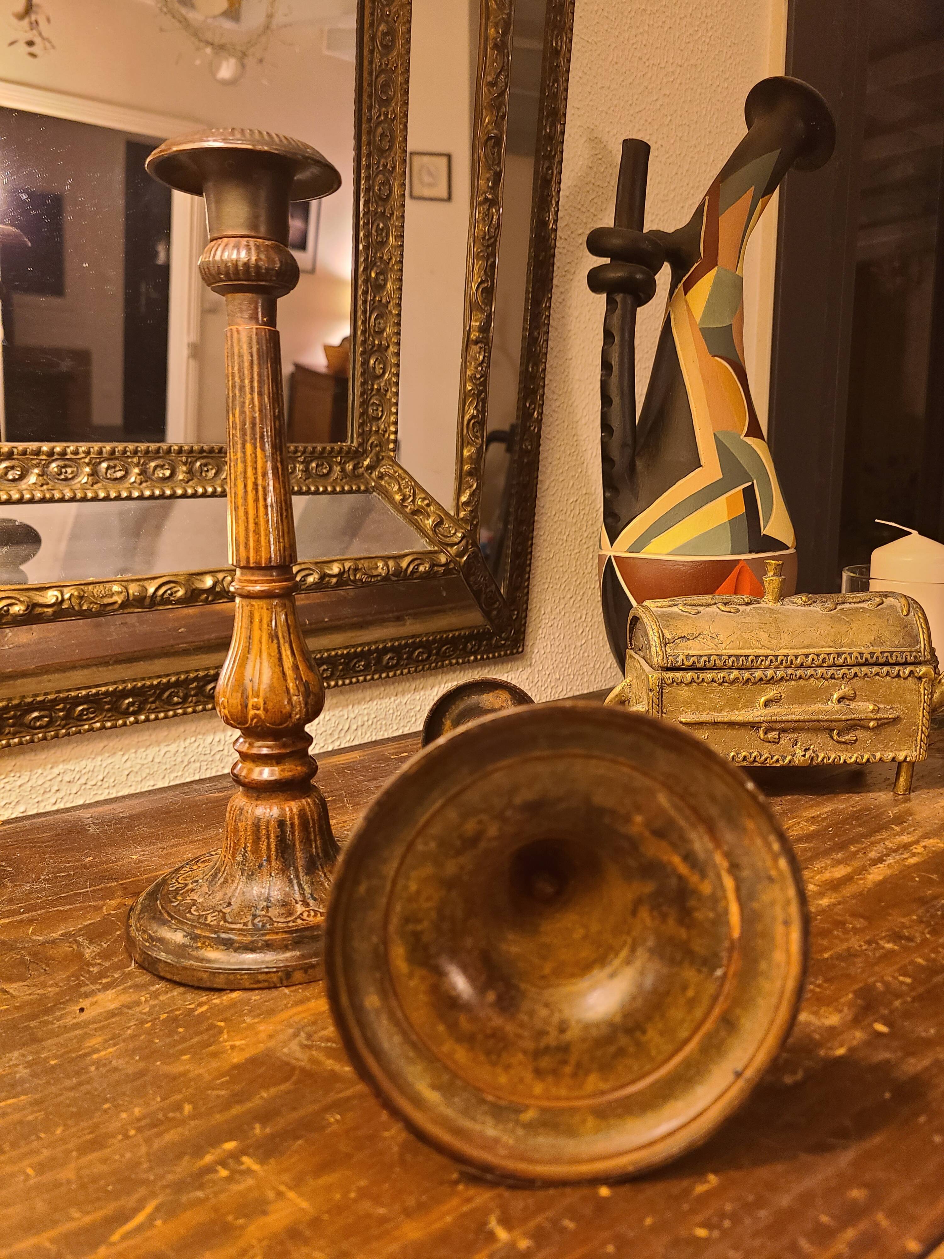 Antique bronze candlesticks