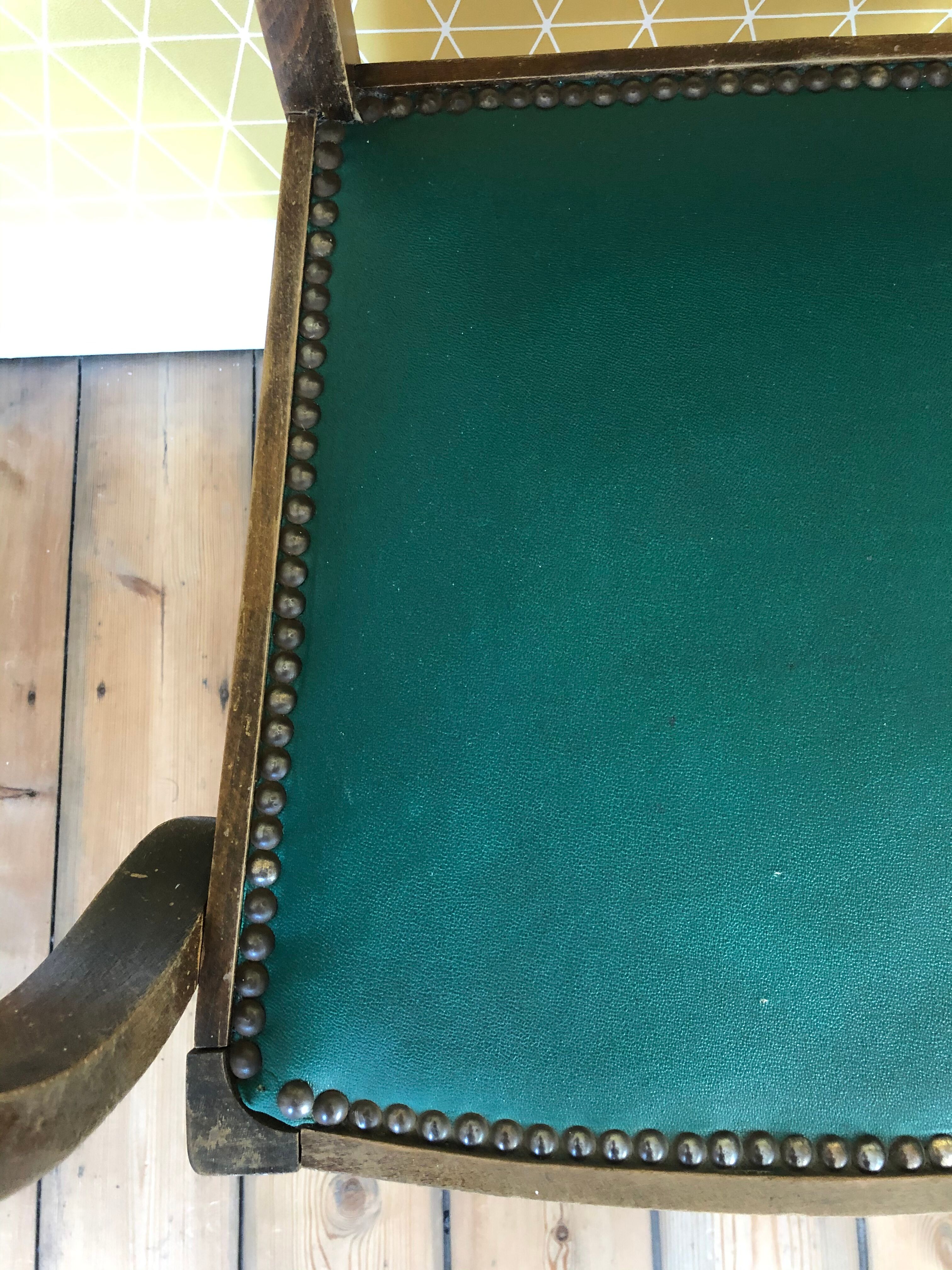 Fauteuil bridge vert années 50