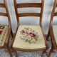 Set of three Louis XV chairs in solid walnut with petit point upholstery from the 19th century.