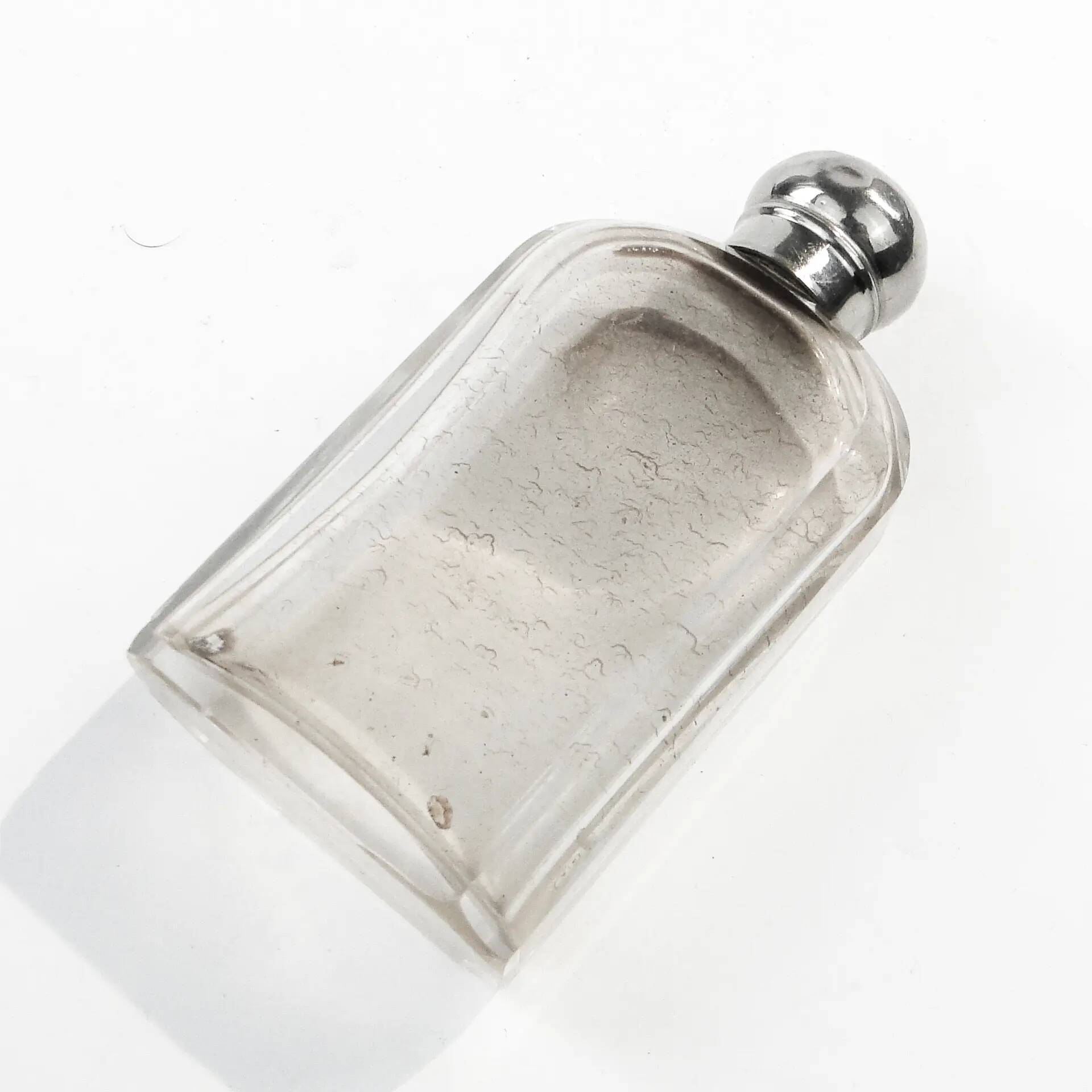 Art Deco hip flask, crystal, France, 1930s