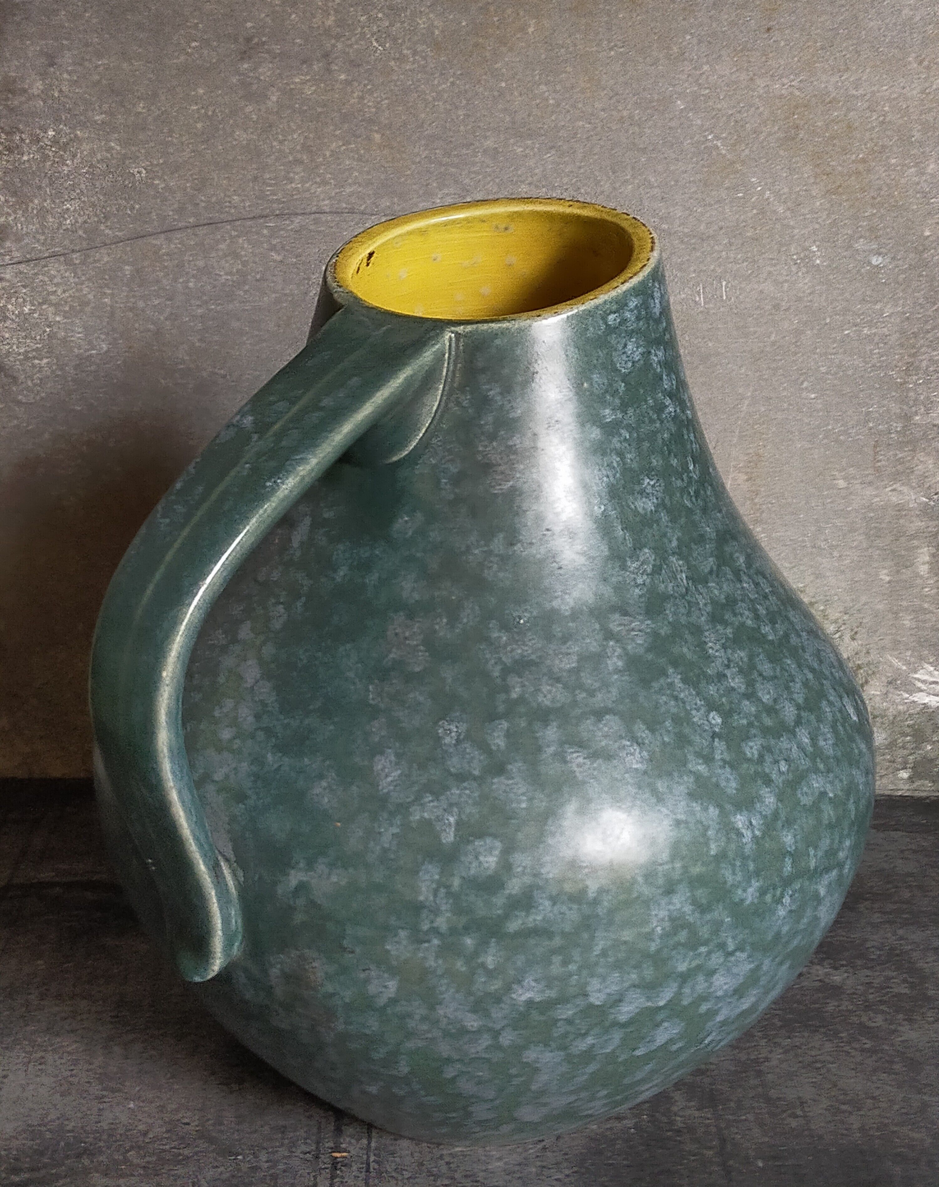 German ceramic vase Art-Deco with speckled enamel model n°377