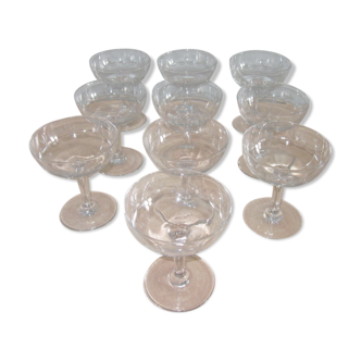 set of 10 glasses of old champagne