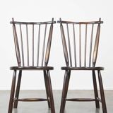 Set of 4 vintage wooden De Ster Gelderland design spindle chairs