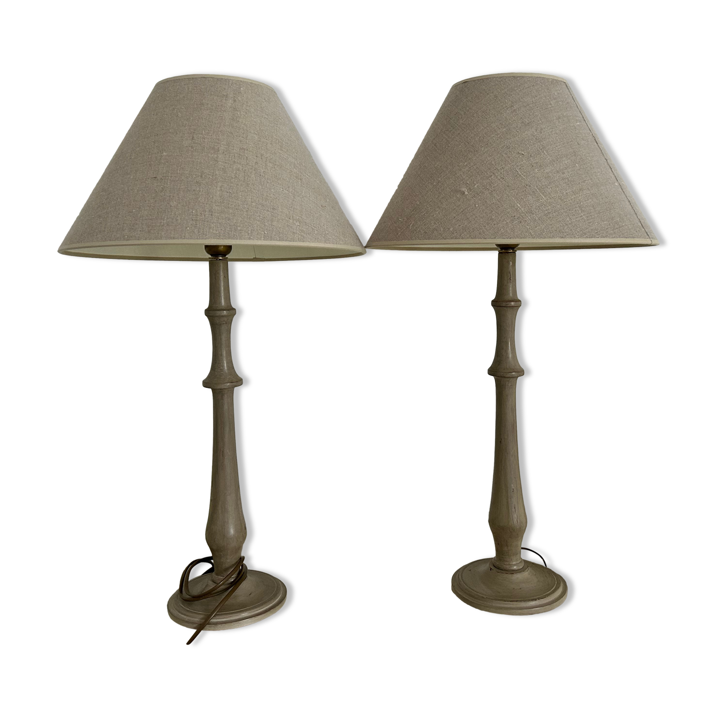 Two magnificent wooden bedside lamps