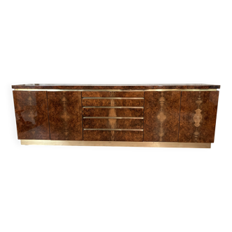 sideboard by Jean Claude Mahey in burr walnut 1970