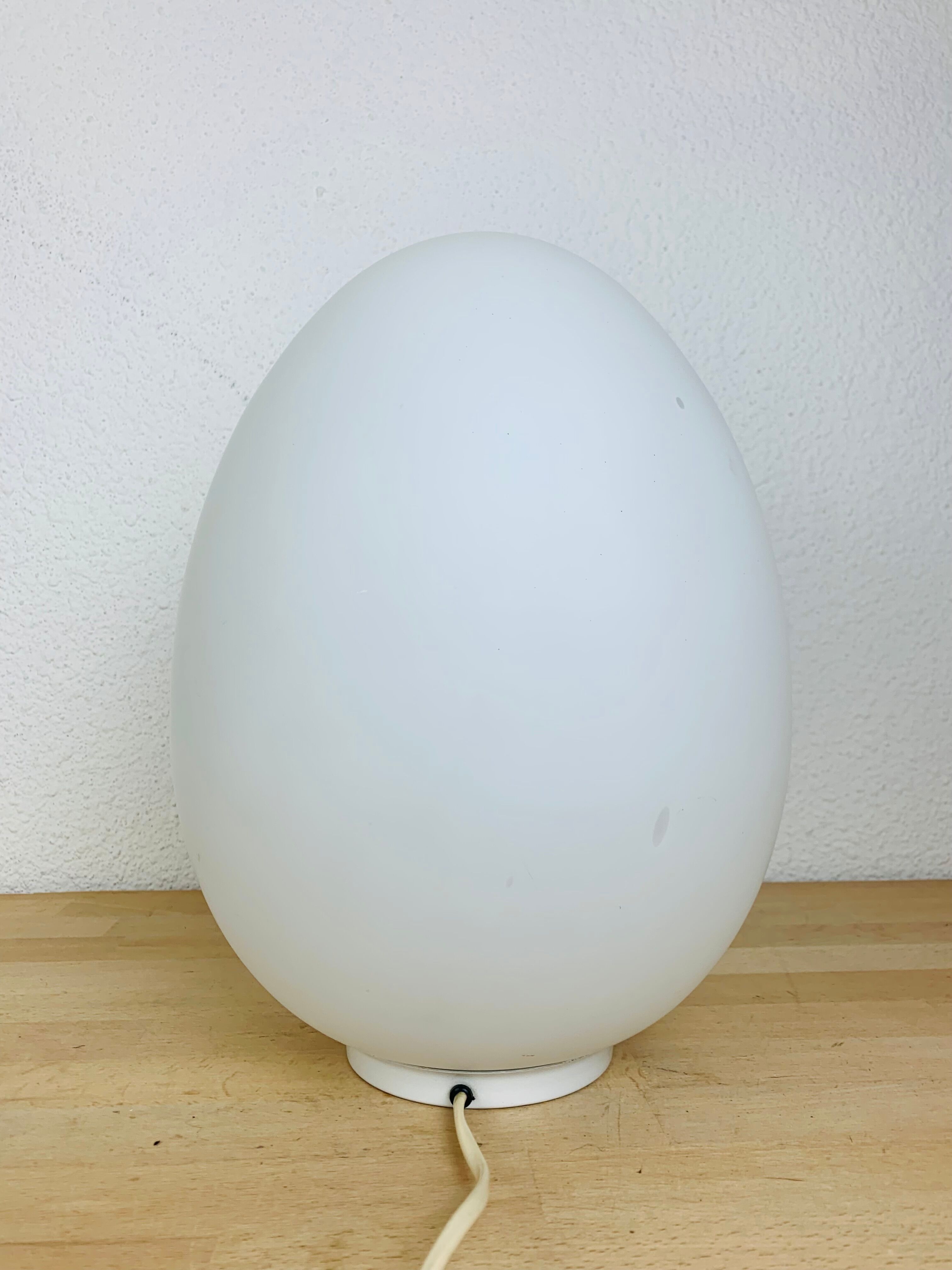 Domec egg lamp, white glass, 70s