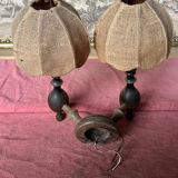 Wall lamp double wood turns 80s