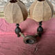 Wall lamp double wood turns 80s