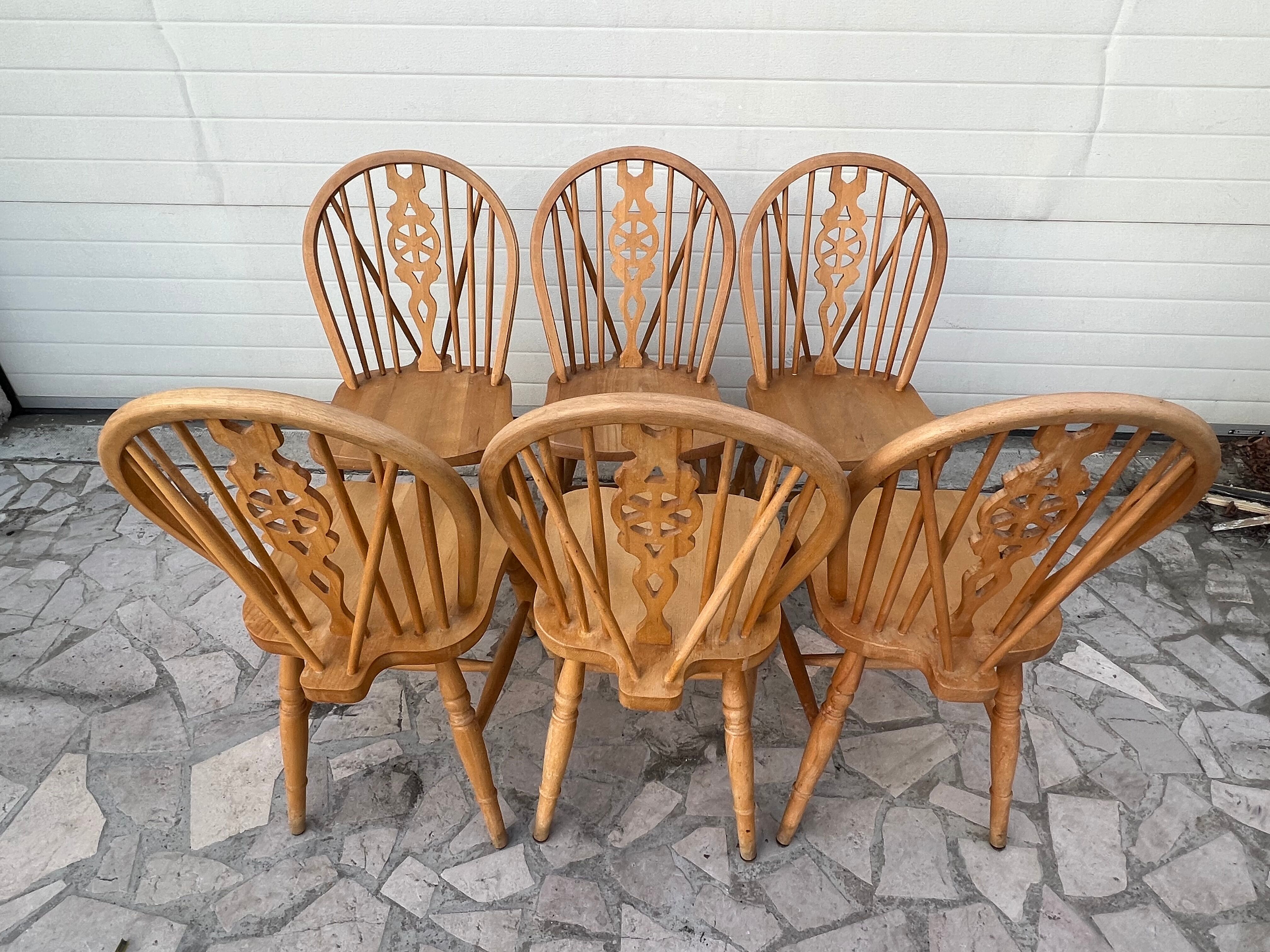 6 chairs bistro windsor wheelback in vintage beech baumann coffee