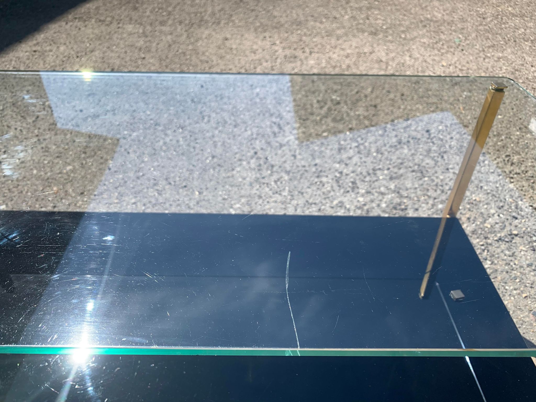Coffee table 50s black glass and gold metal